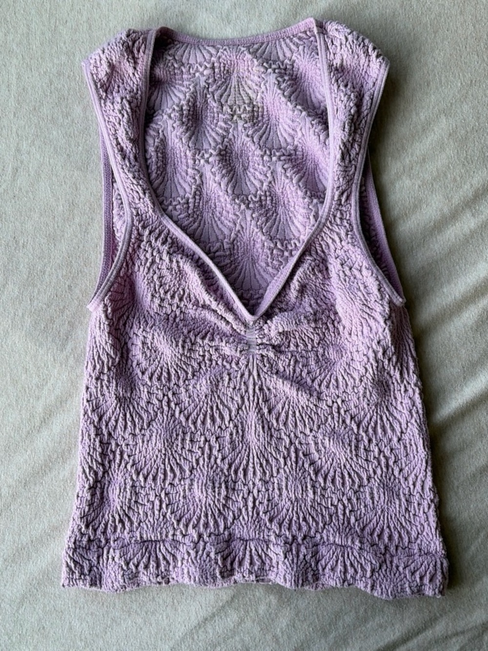 Free People Lavender Textured V-Neck Tank Top